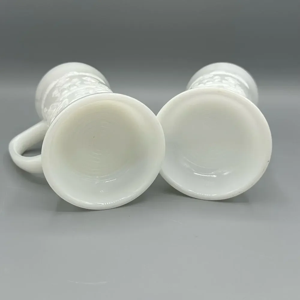 Vintage Beer Stein Style Federal Milkglass Tankard set of 2